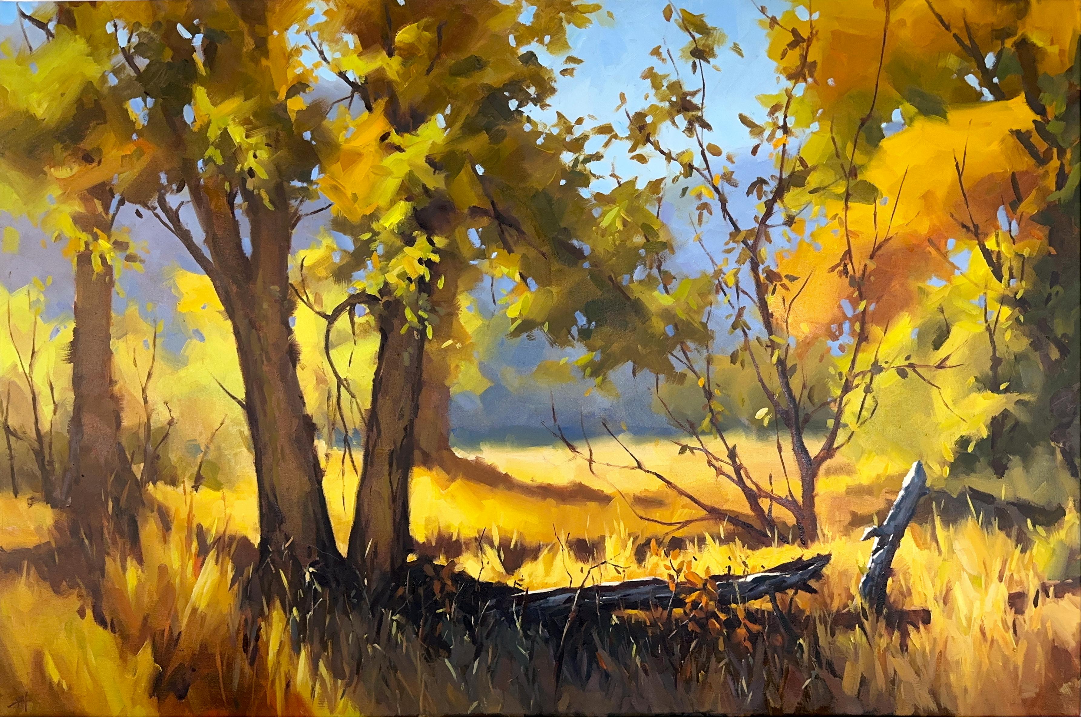 Judd Mercer Figurative Painting - "Autumn Grove" Oil Painting