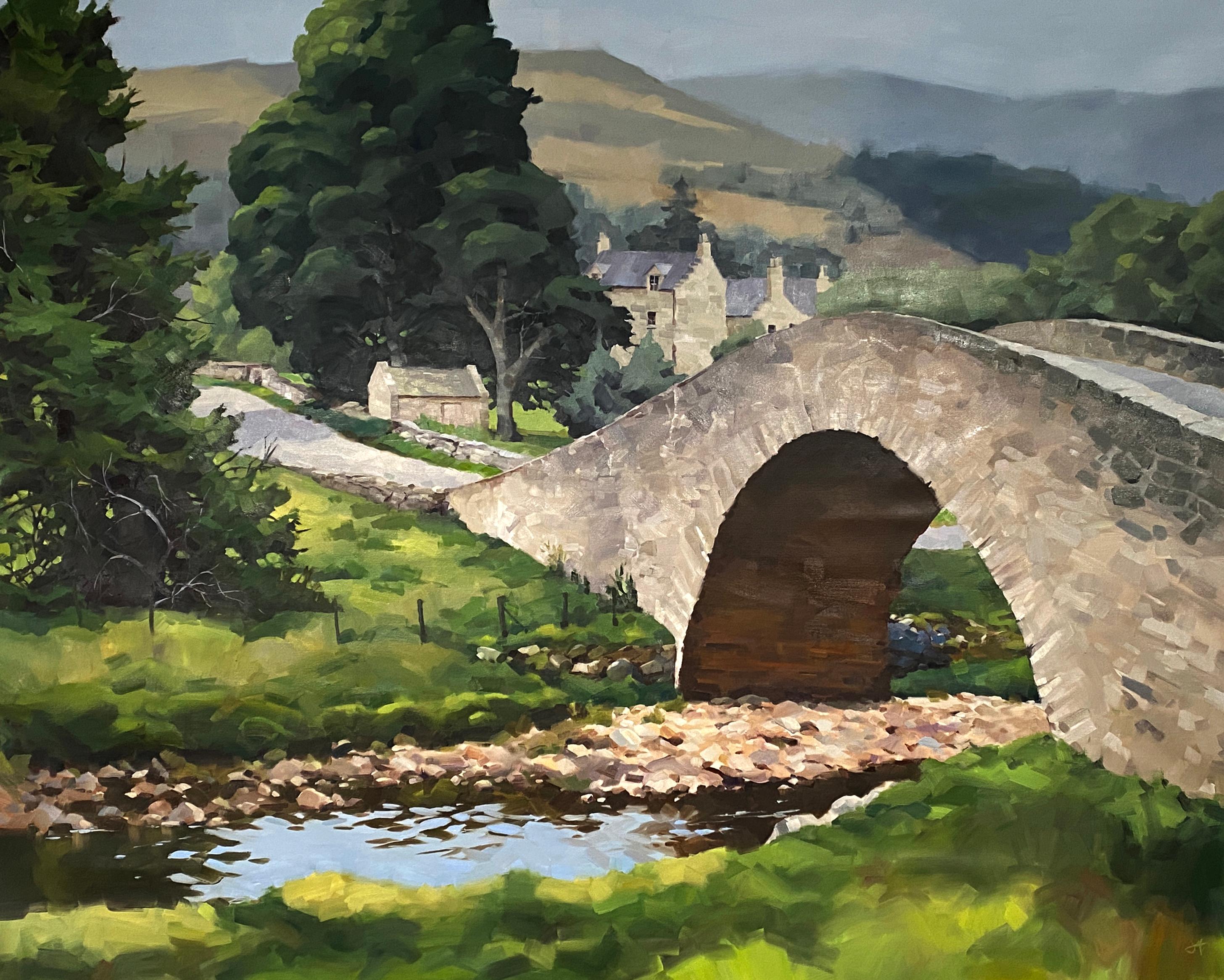 Landscape Painting di Judd Mercer - "Ponte di Gairnshiel", pittura a olio