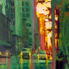 "In Transit" - Contemporary Nocturne City Street Oil Painting, 2026