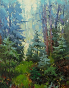 "Iteration" - Peinture originale de paysage à l'huile sur panneau