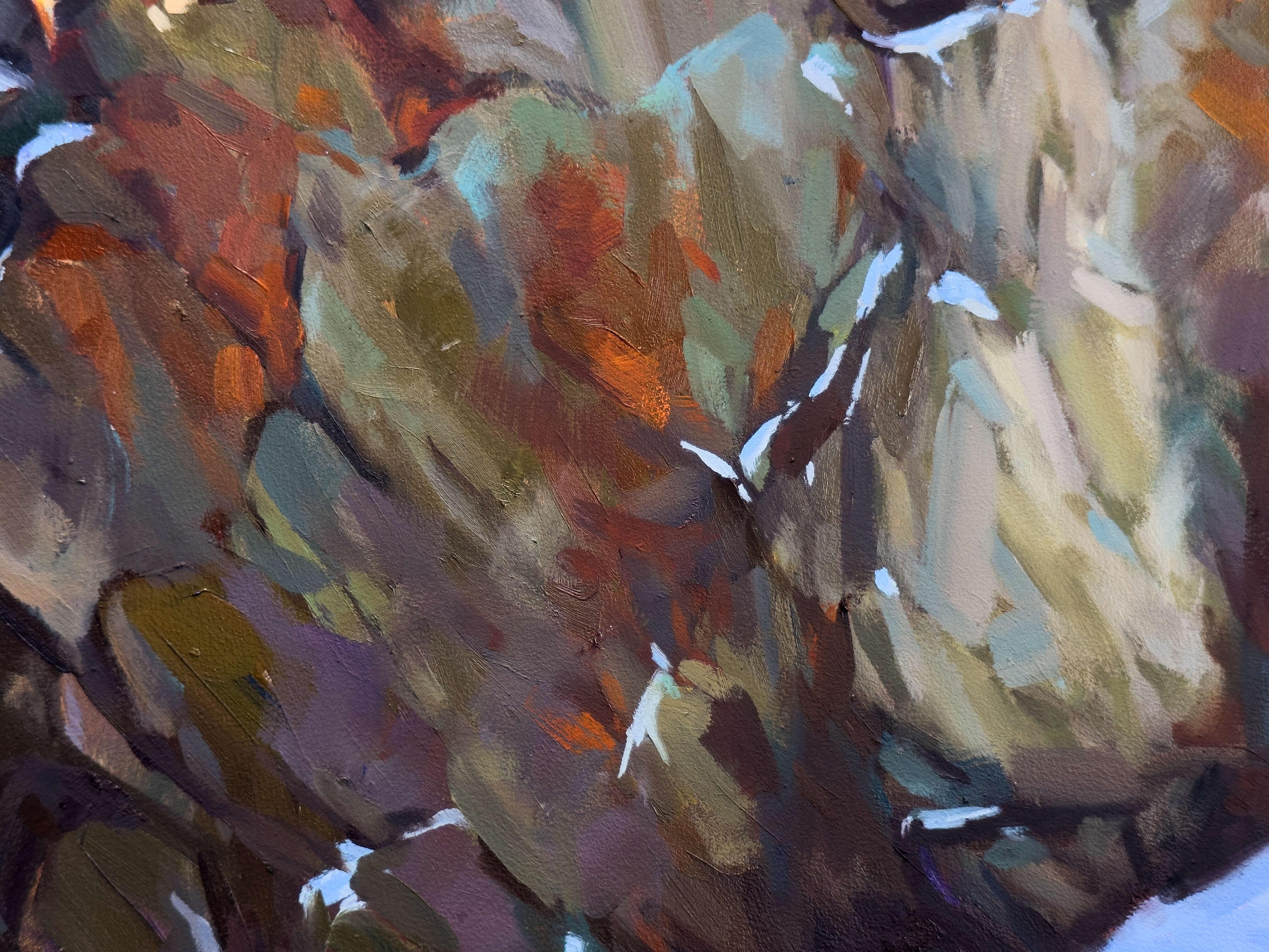 « Countrybalance », huile sur panneau de bois, peinture de paysage de montagne de Judd Mercer en vente 8