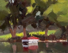 "La piccola barca rossa" (2023) di Judd Mercer, pittura a olio originale