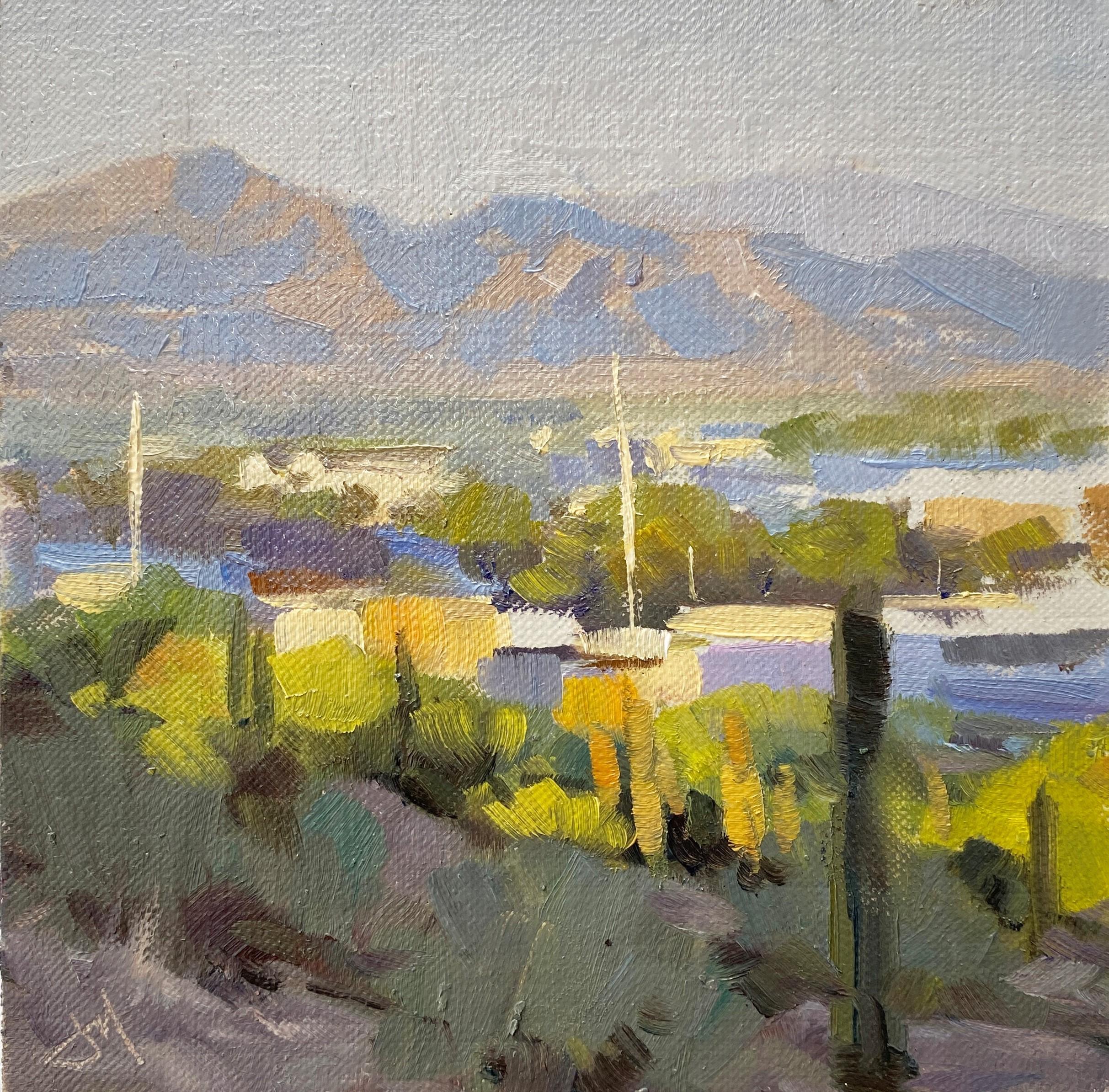 Judd Mercer Landscape Painting - "Office Park, " Oil Painting