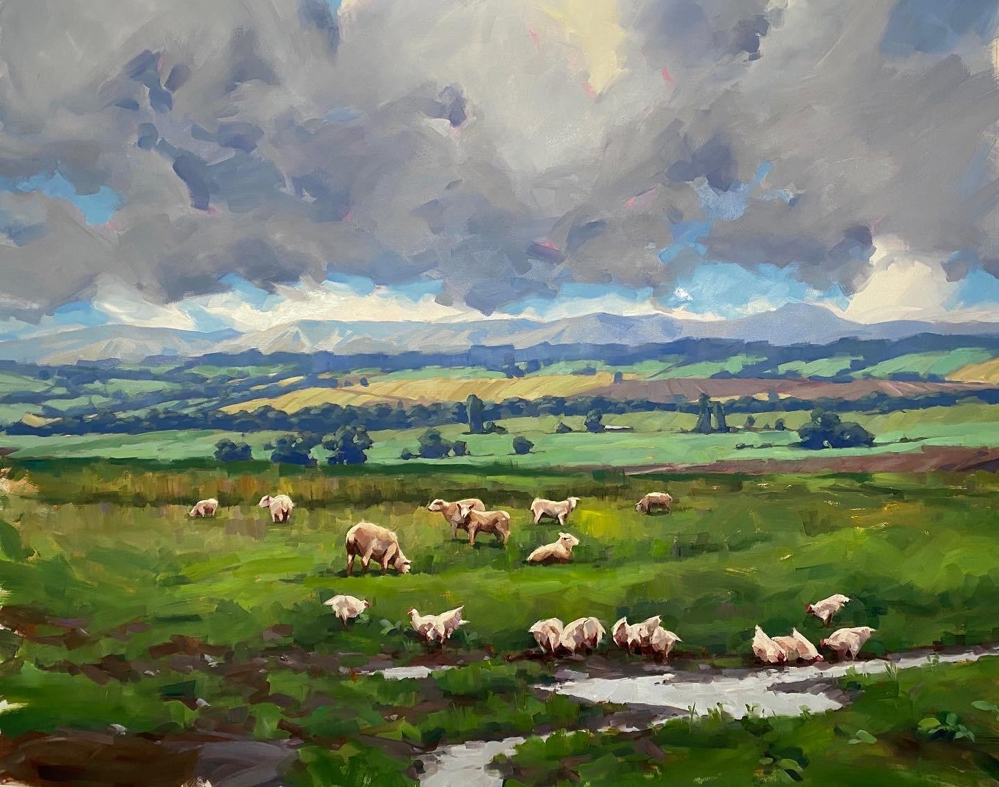 "Open Grazing, " Oil painting