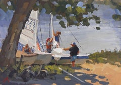 « Skipper's Orders » (2023) de Judd Mercer, scène de lac impressionniste originale