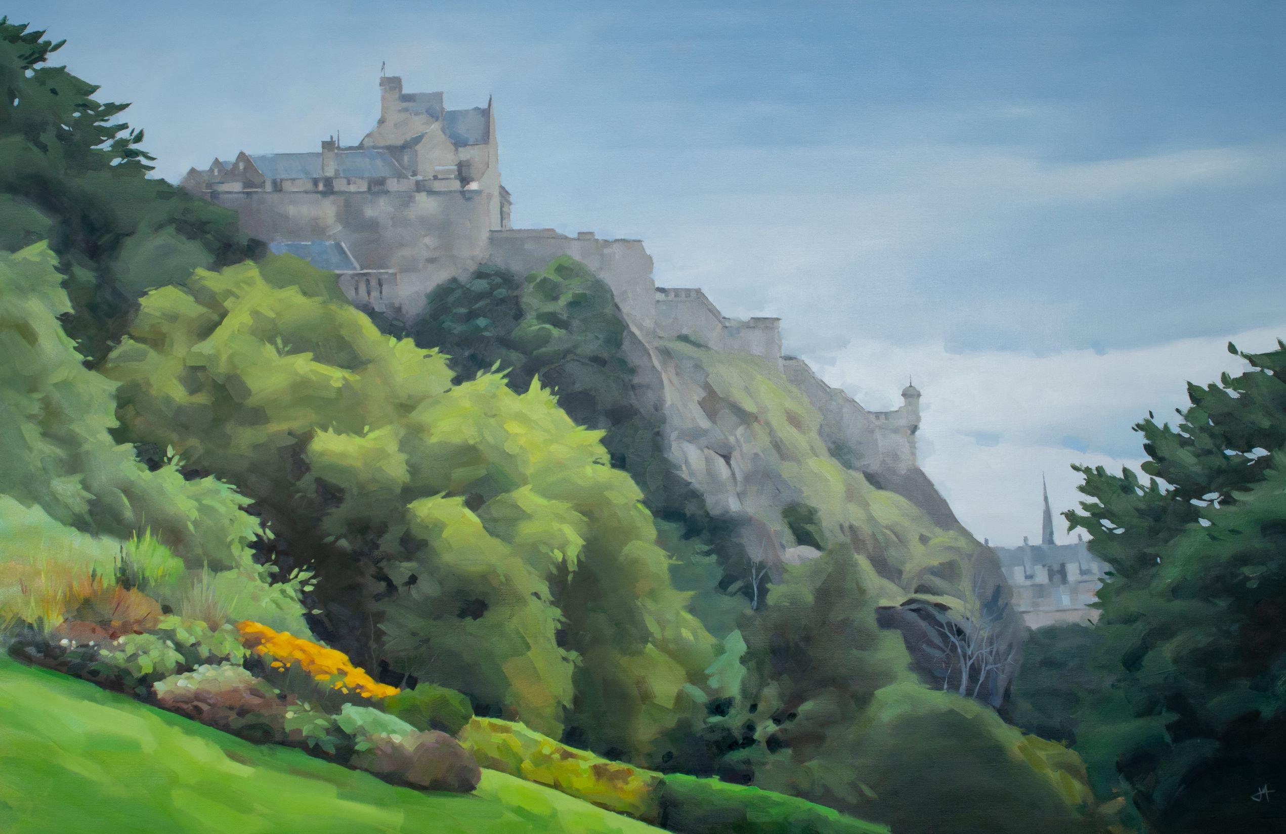 Landscape Painting Judd Mercer - « Sky Castle », peinture à l'huile