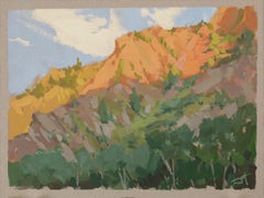 "Hasta el borde" - Pintura original gouache de paisaje sobre papel