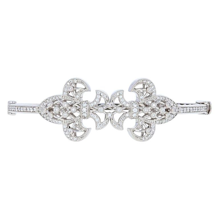 Jude Frances 1.50 Carat Round Diamond Bracelet, 18 Karat Gold Fleur-de-Lis