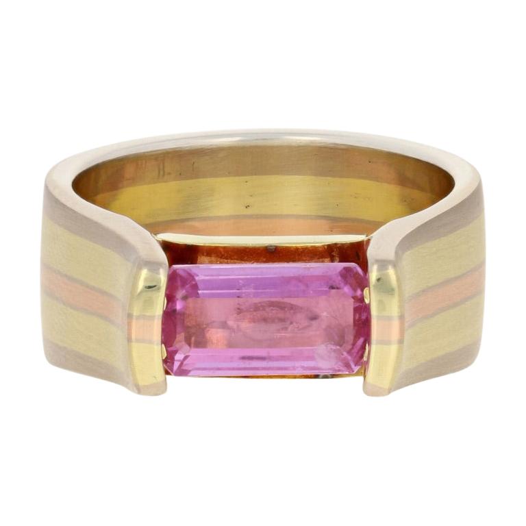 Jude Frances 1.62 Carat Pink Sapphire Ring 18 Karat Yellow, White, and Rose Gold