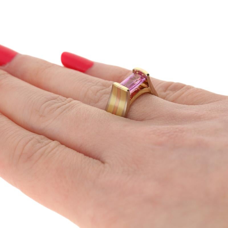 Jude Frances 1.62 Carat Pink Sapphire Ring 18 Karat Yellow, White, and Rose Gold In Excellent Condition In Greensboro, NC