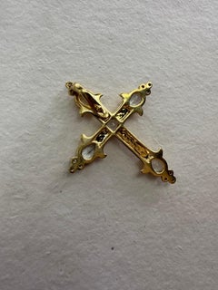 Jude Frances Diamond Cross Pendant in 18kt Yellow Gold with White Topaz
