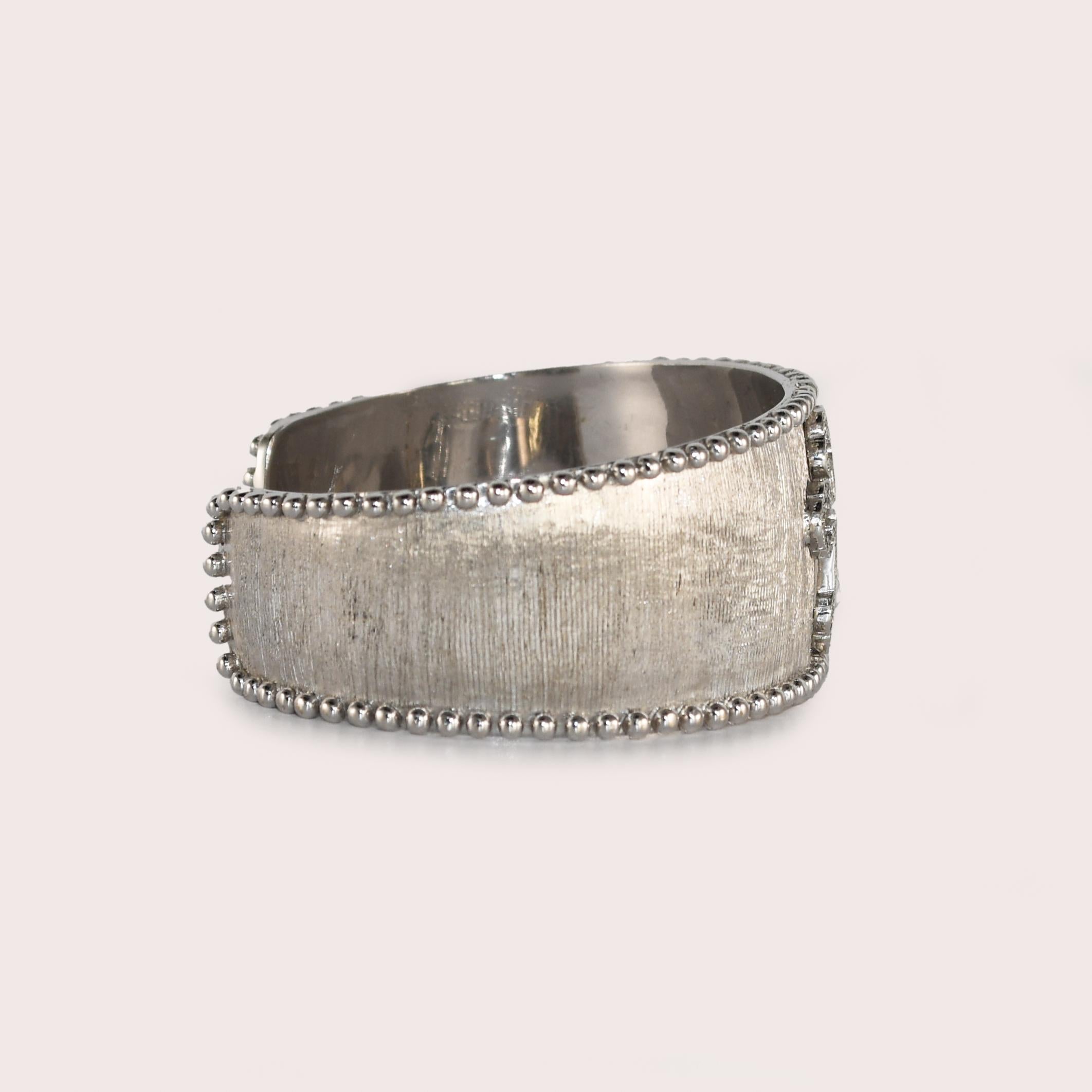 Round Cut Jude Frances Diamond Cuff Bracelet in 18K White Gold For Sale