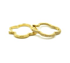 Jude Frances - Boucles d'oreilles en or 18 carats avec un grand trèfle en diamant à l'intérieur et à l'extérieur