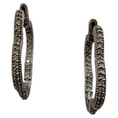 Jude Frances Large 18kt White Gold Diamond Hoops, Clover Style