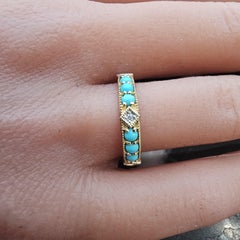Jude Frances Lisse Diamant Türkis Band Ring 18k Gelbgold 2.1g sz 6.5