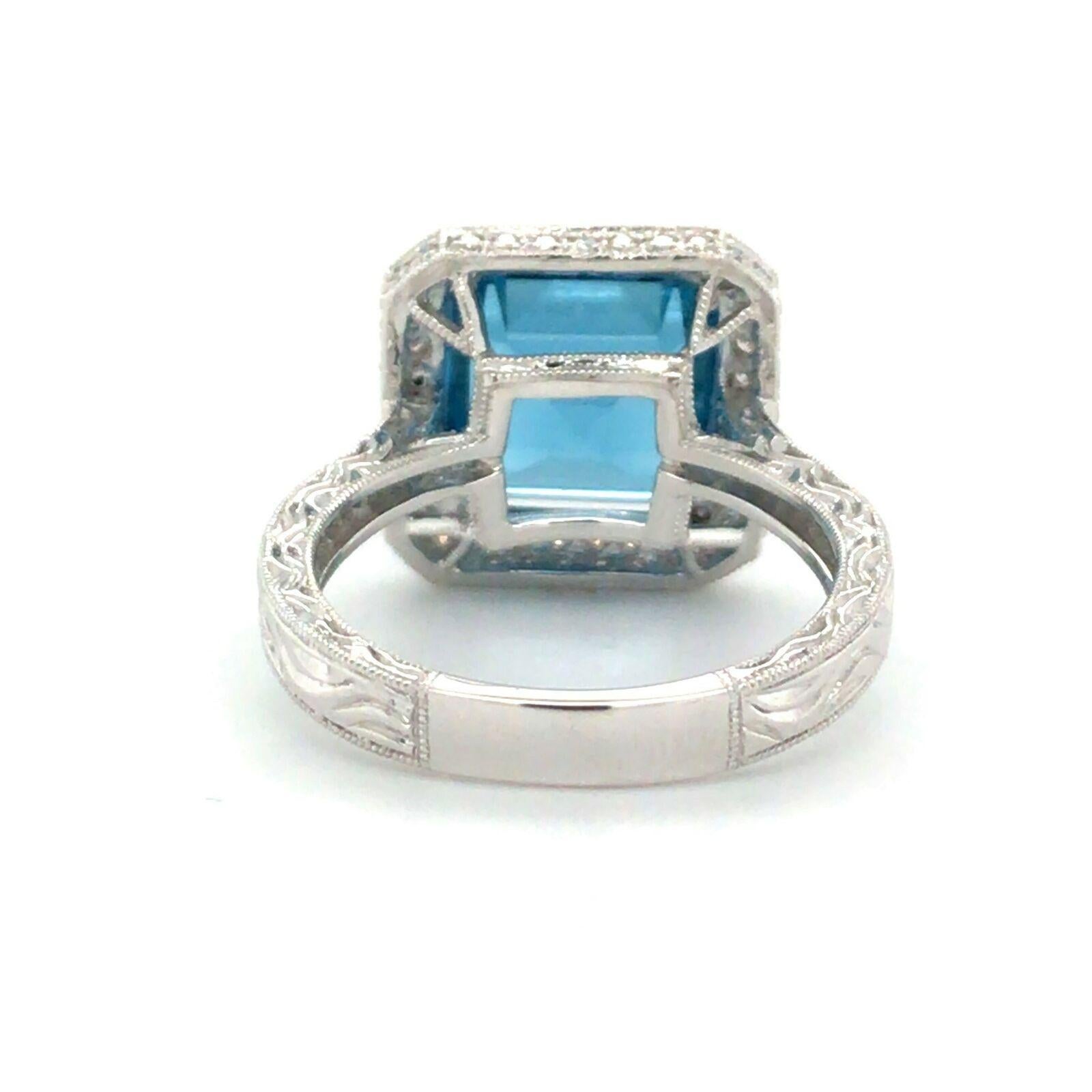Jude Frances Londoner Blauer Topas und Diamant 18 Karat Weißgold Halo-Ring 2