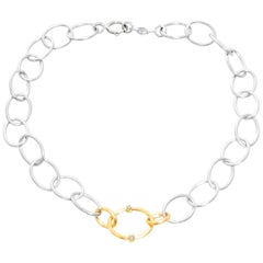 Collana a catena grande in metallo misto con kit di diamanti di Jude Frances