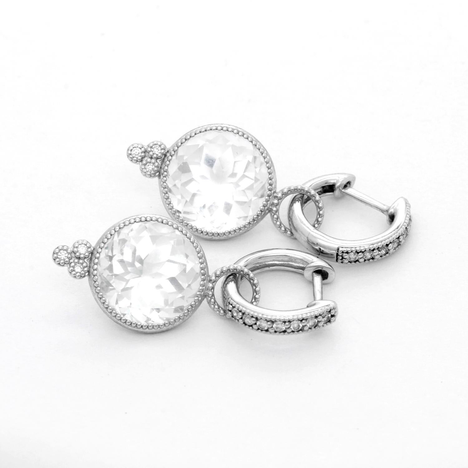 Jude Frances Provence Round White Topaz Earrings In New Condition In Dallas, TX