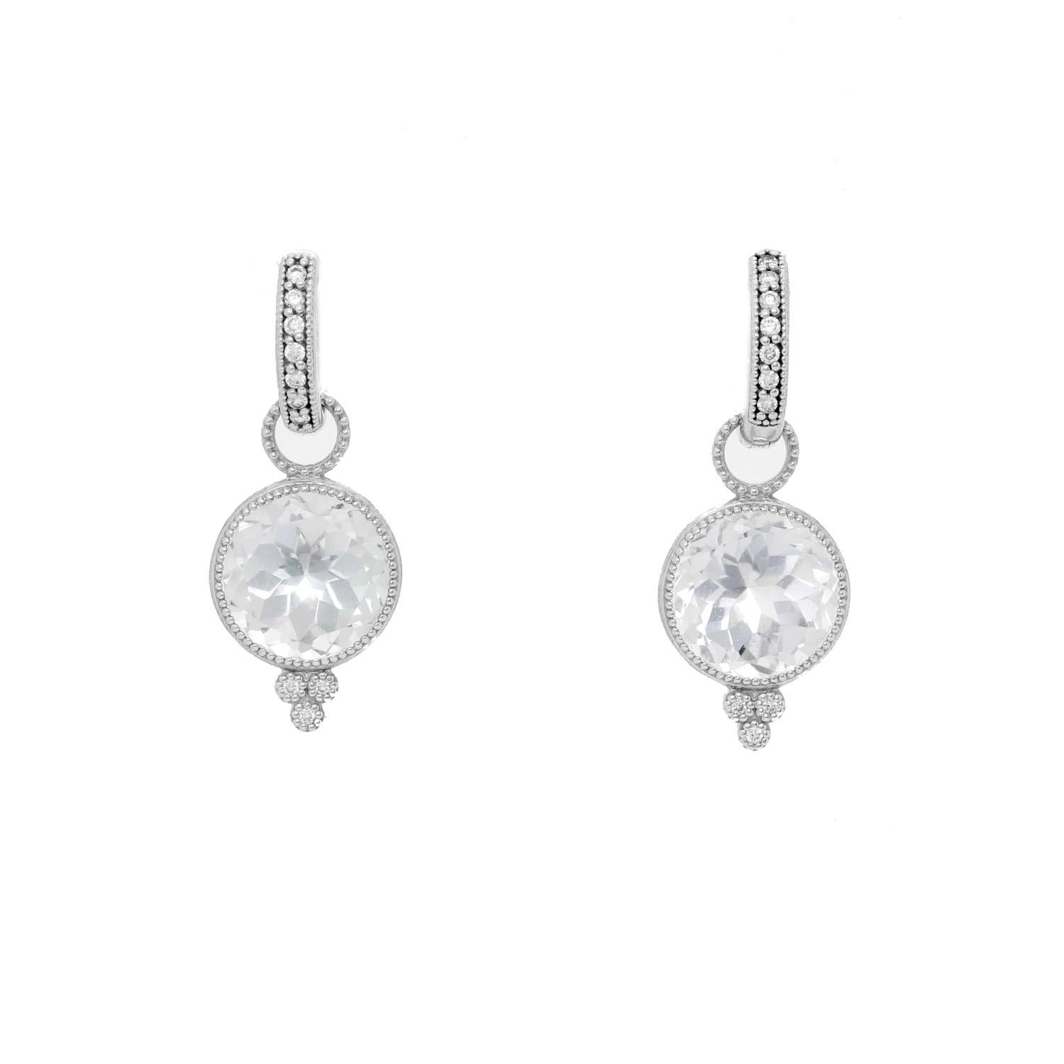 Jude Frances Provence Round White Topaz Earrings at 1stDibs