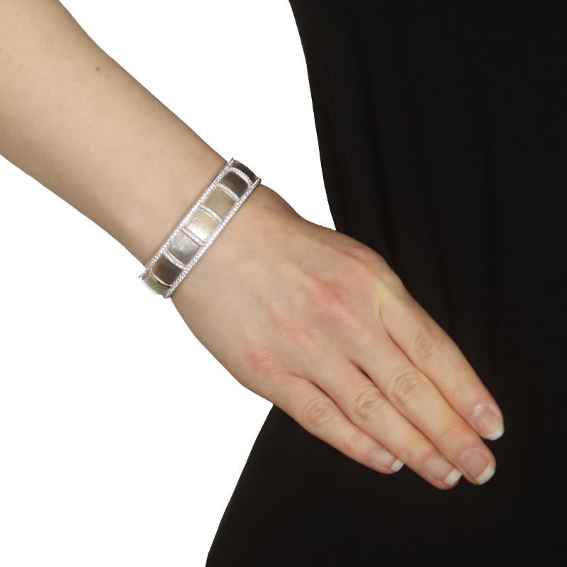 Round Cut Jude Frances White Topaz Hinged Cuff Bracelet 6 1/2