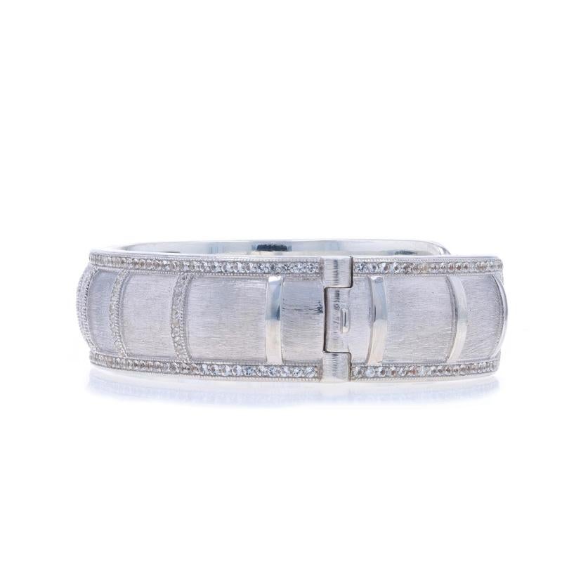 Jude Frances White Topaz Hinged Cuff Bracelet 6 1/2