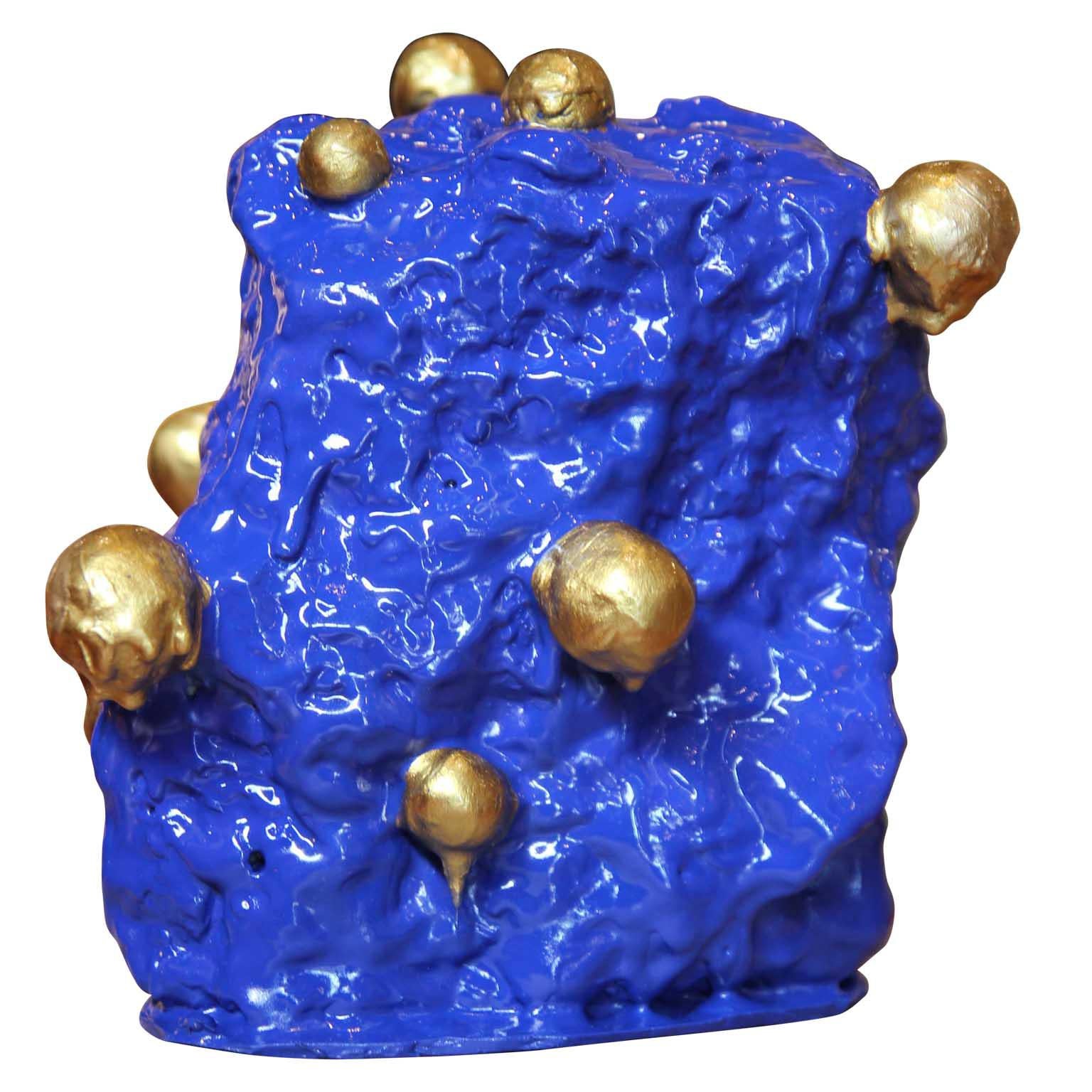 “I Know You Know I Love Yew” Blue and Gold Decorative Sculpture