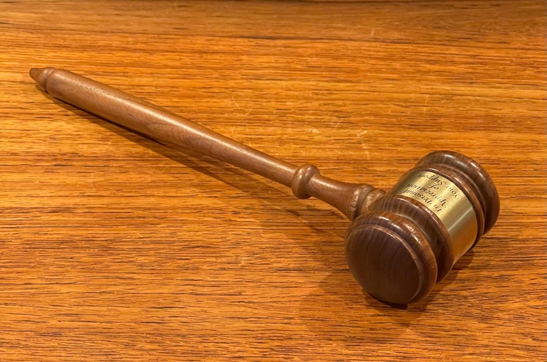 Judge's Walnut Gavel / Mallet with Brass Appreciation Plate from Newt