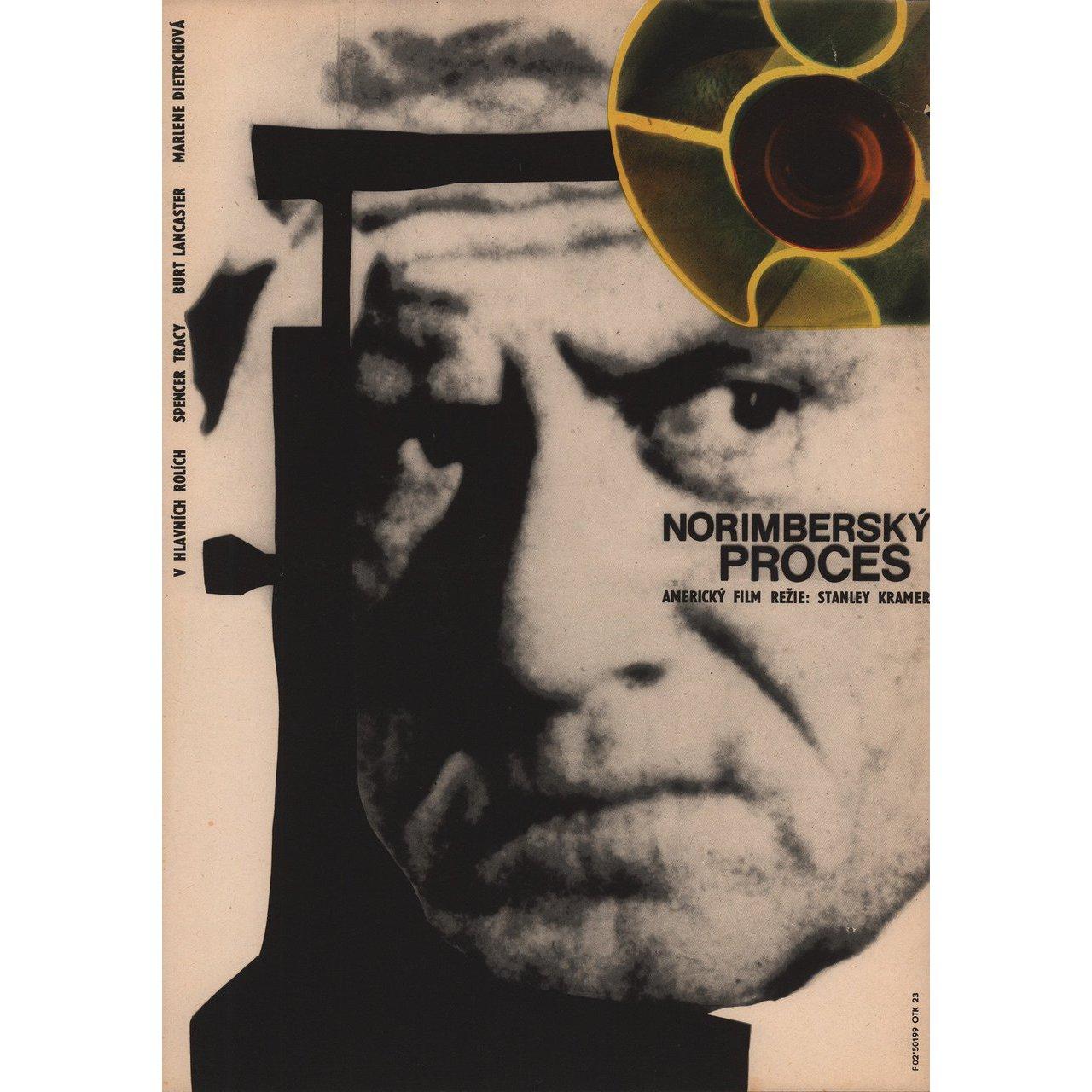 Original 1965 Czech A3 poster by Zdenek Palcr for the 1961 film Judgment at Nuremberg directed by Stanley Kramer with Spencer Tracy / Burt Lancaster / Richard Widmark / Marlene Dietrich. Very good-fine condition, folded. Many original posters were