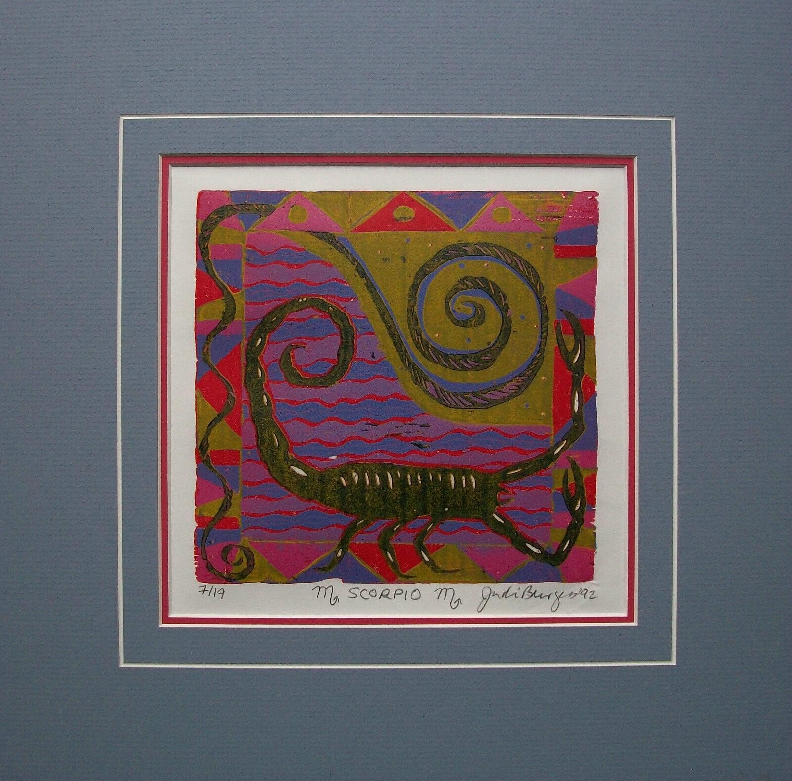 Hand-Crafted JUDI BURGESS - 'SCORPIO' - Framed & Matted Color Print - Canada - Circa 1992 For Sale