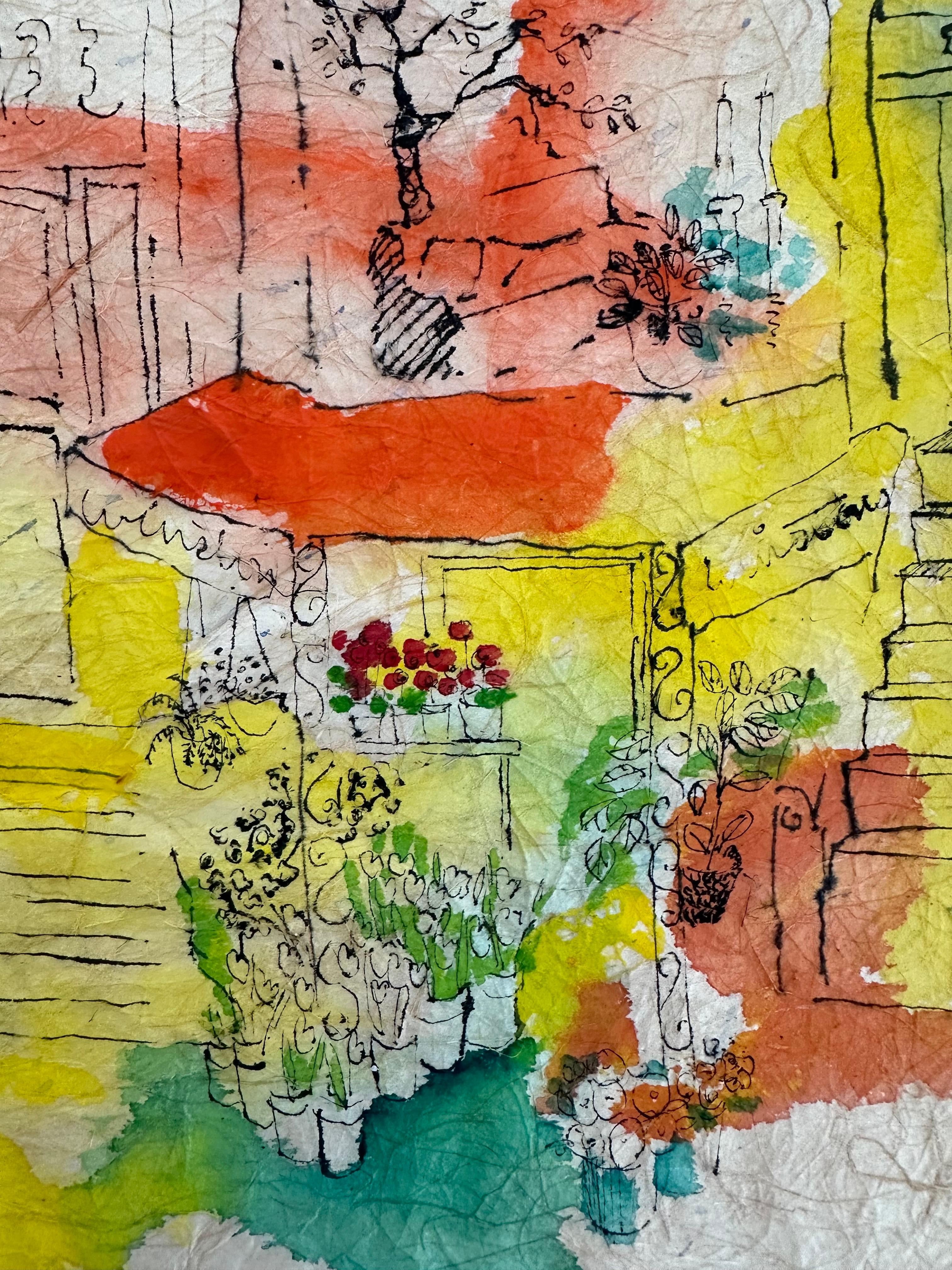 Winston Flowers Newbury St. Boston Cityscape - Abstract Painting by Judi Rotenberg