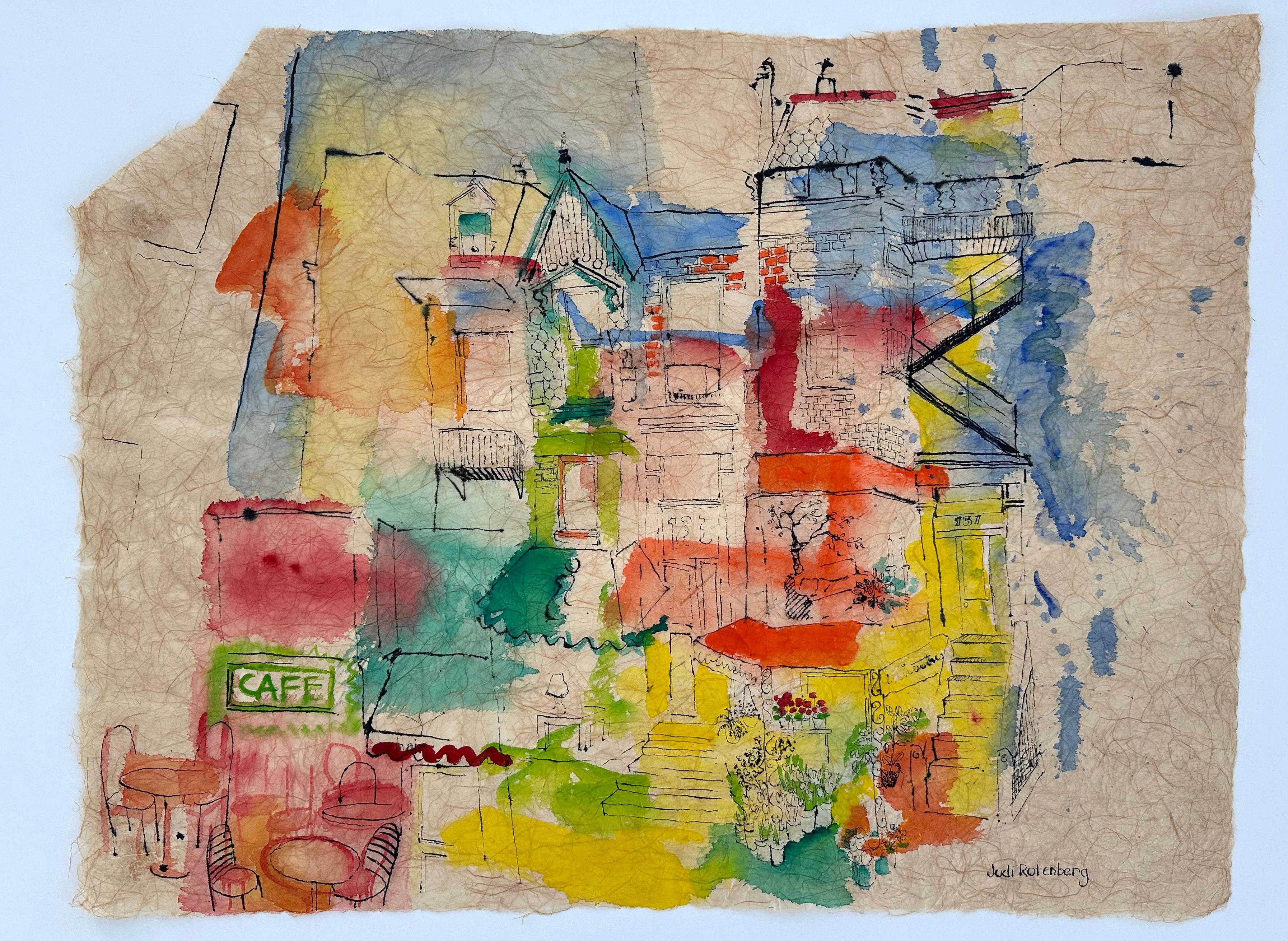 Judi Rotenberg Abstract Painting - Winston Flowers Newbury St. Boston Cityscape