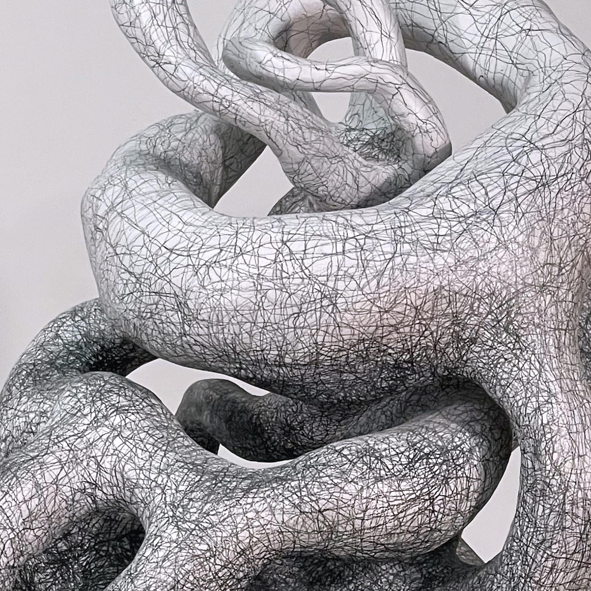 Abstract Black and White Large Clay Sculpture: 'Nurture' 1