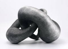 Abstract, Black & White Clay Sculpture: 'Console'