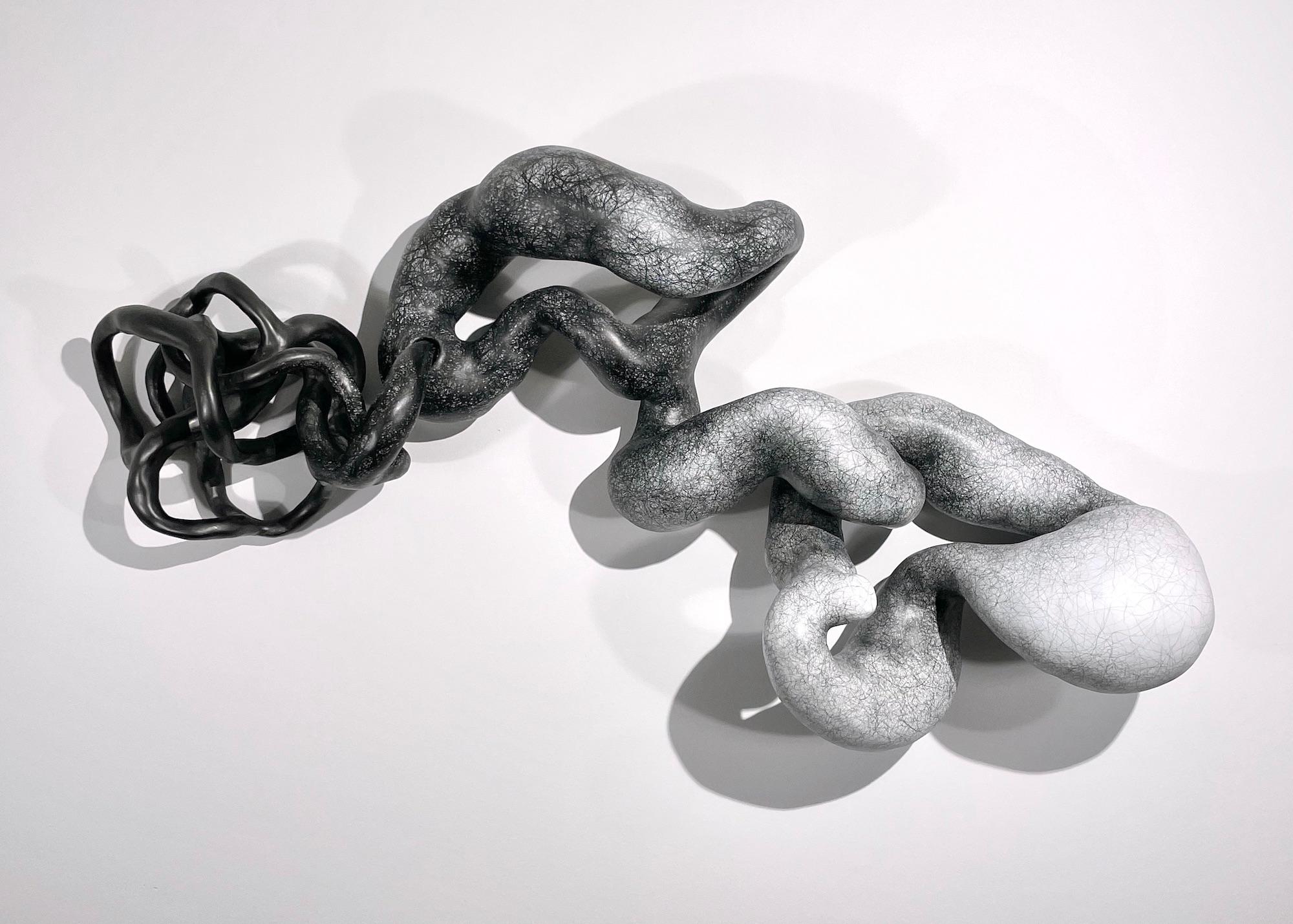Judi Tavill Abstract Sculpture - Abstract, Black & White Wall Sculpture: 'Passages'