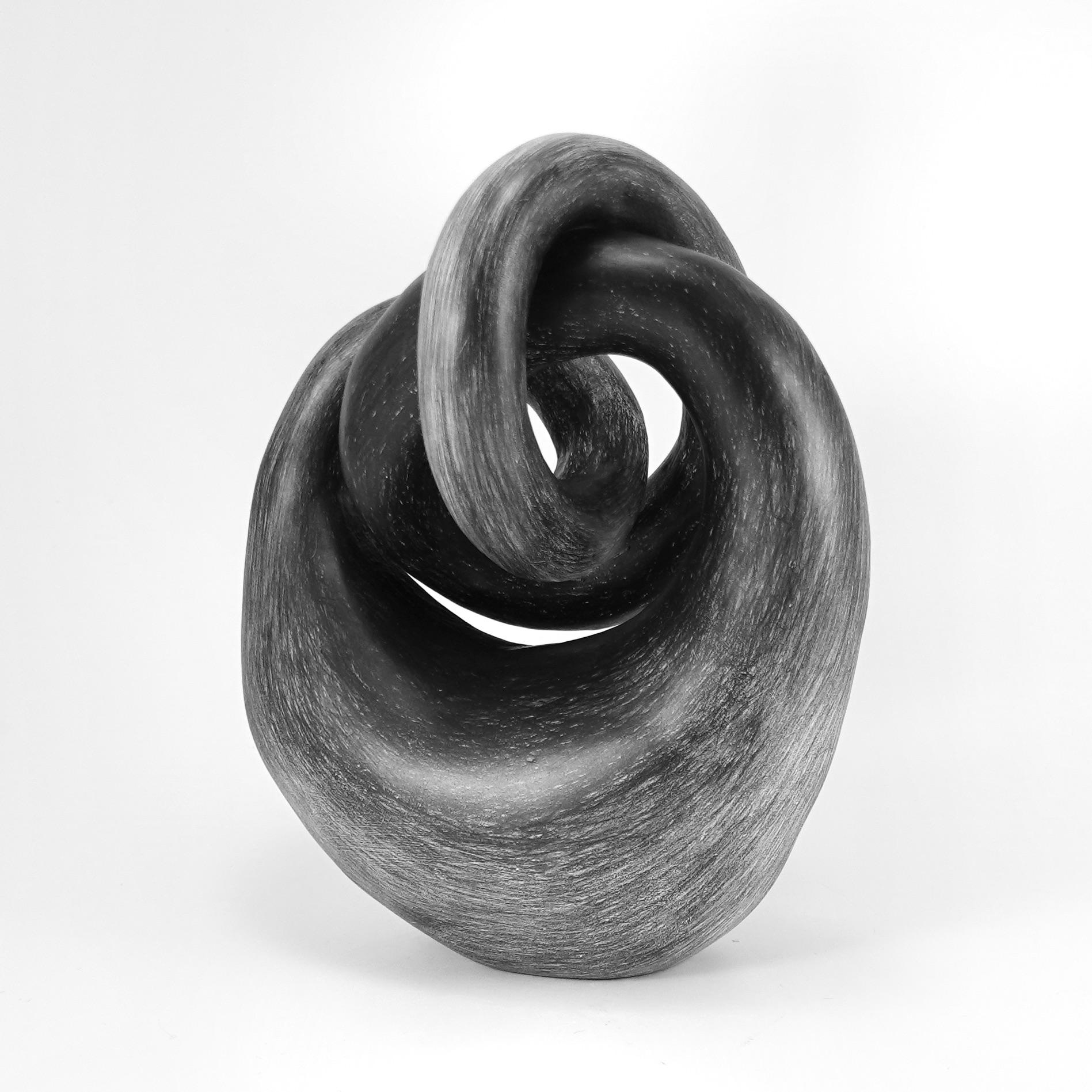 Judi Tavill Abstract Sculpture - Minimal abstract, black and white sculpture: 'Bond'