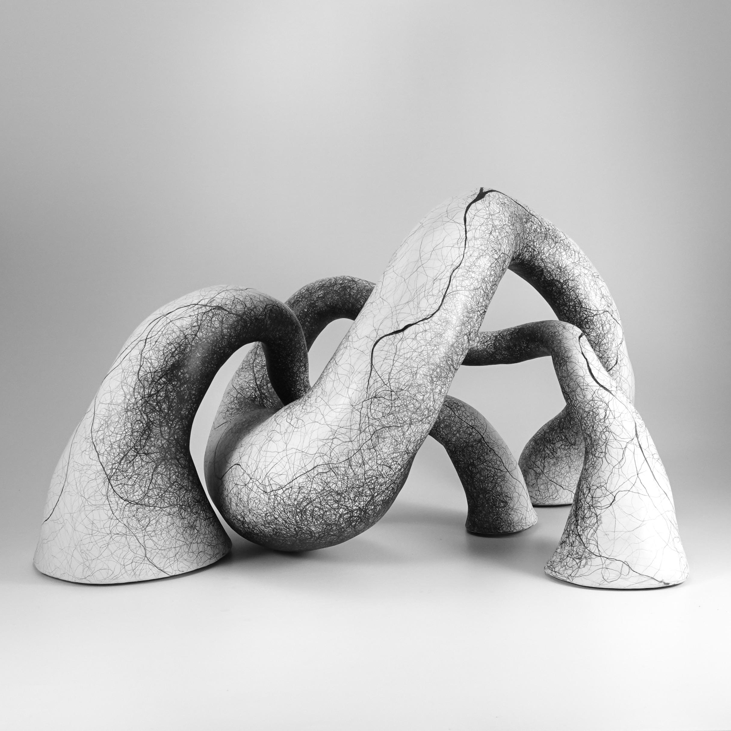 Minimal abstract, black and white sculpture: 'Couple' - Sculpture by Judi Tavill