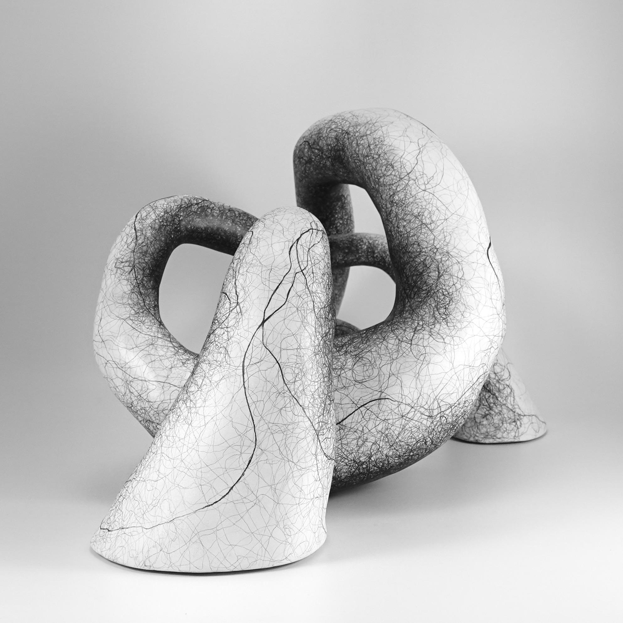 Minimal abstract, black and white sculpture: 'Couple' - Contemporary Sculpture by Judi Tavill