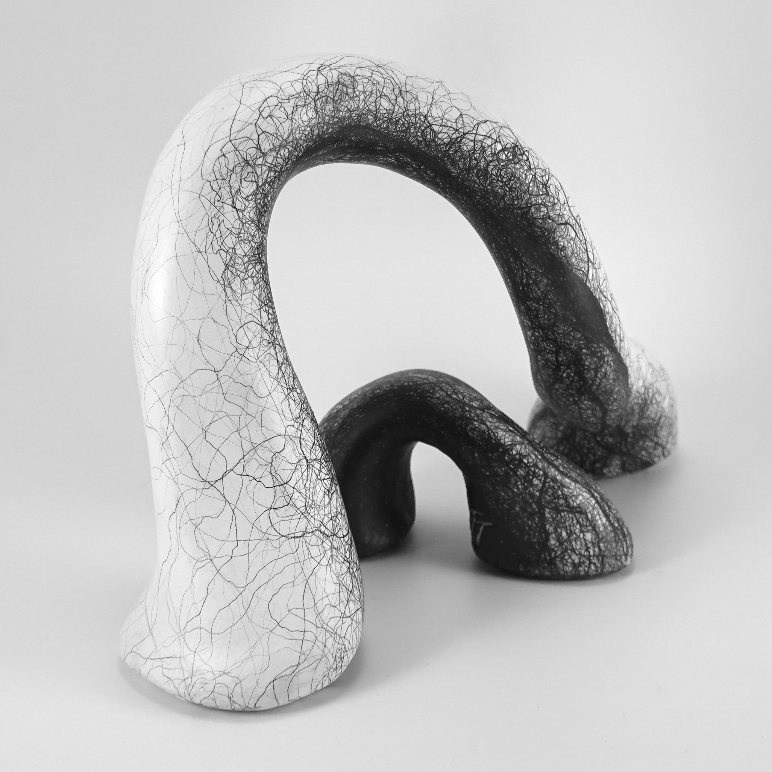 Minimal abstract, black and white sculpture: 'Cover' - Contemporary Sculpture by Judi Tavill