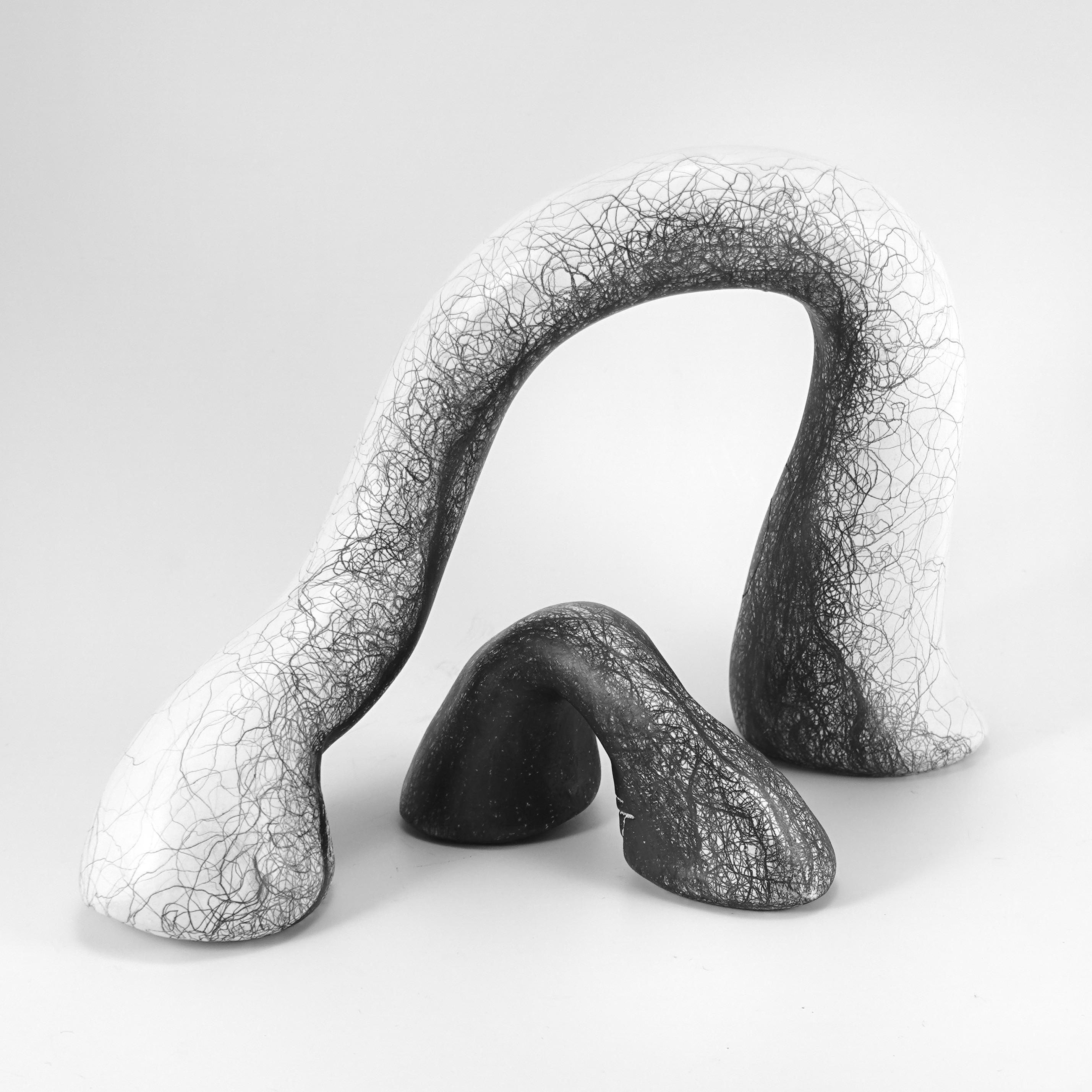 Minimal abstract, black and white sculpture: 'Cover'