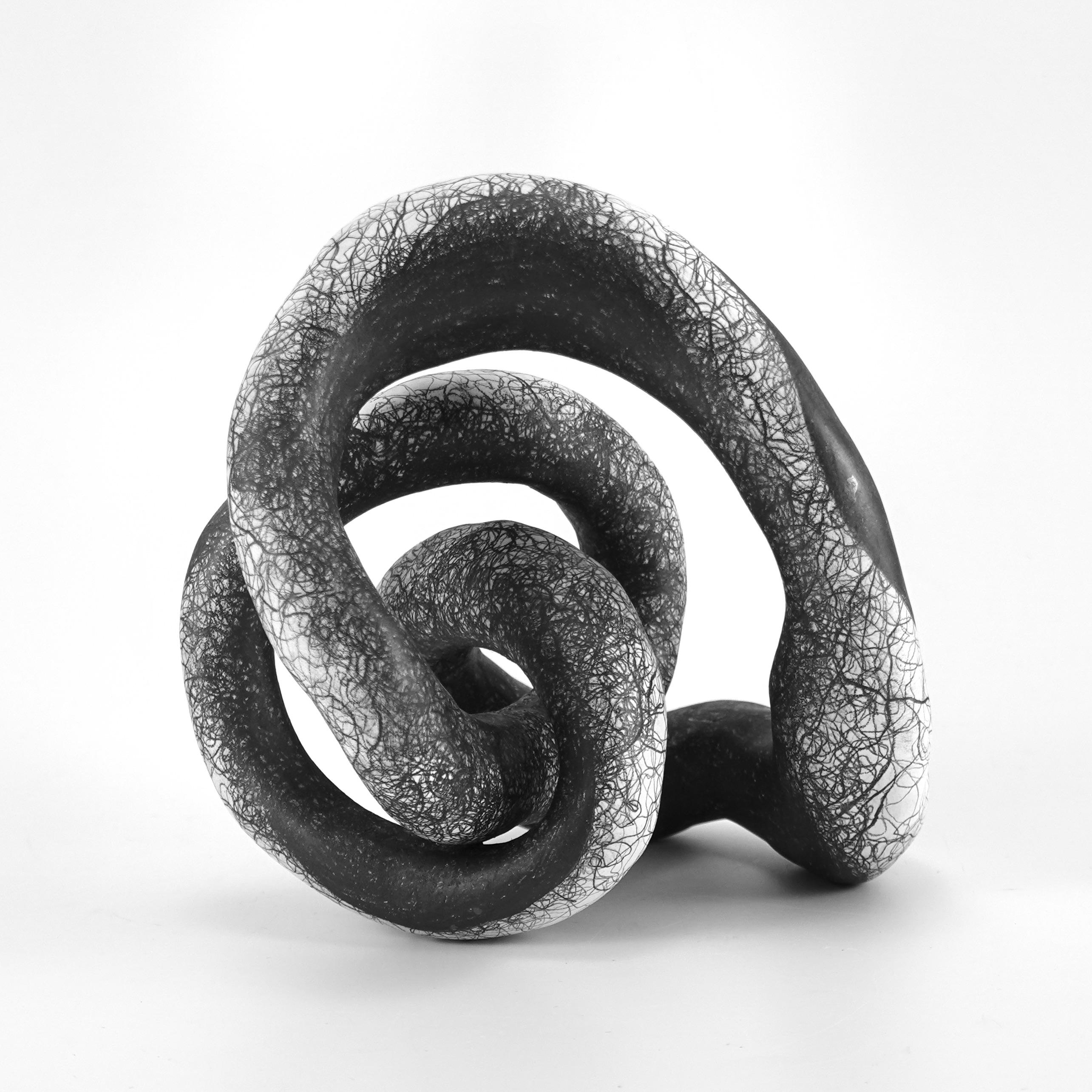 Minimal abstract, black and white sculpture: 'ENFLEX' - Sculpture by Judi Tavill