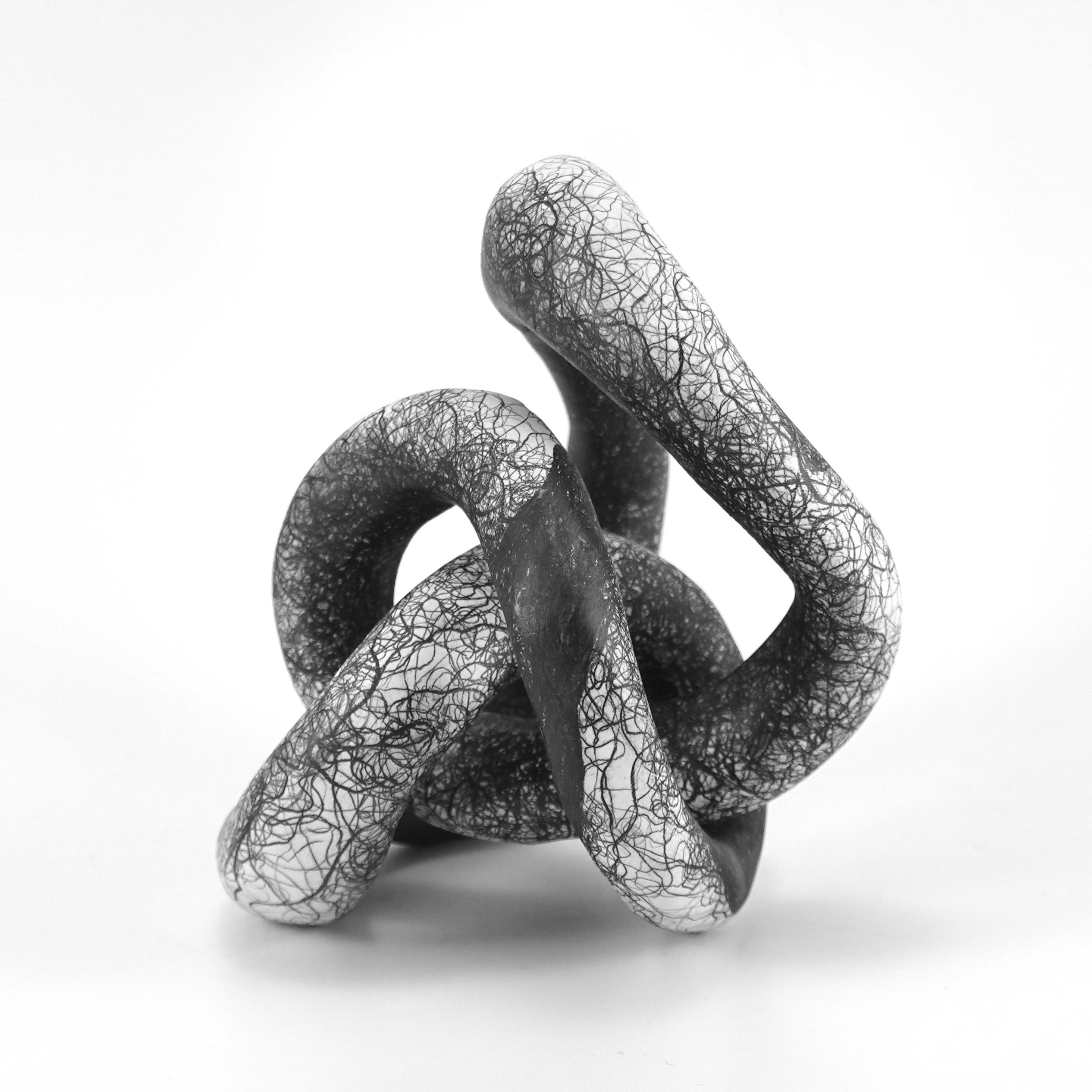 Minimal abstract, black and white sculpture: 'ENFLEX' - Contemporary Sculpture by Judi Tavill