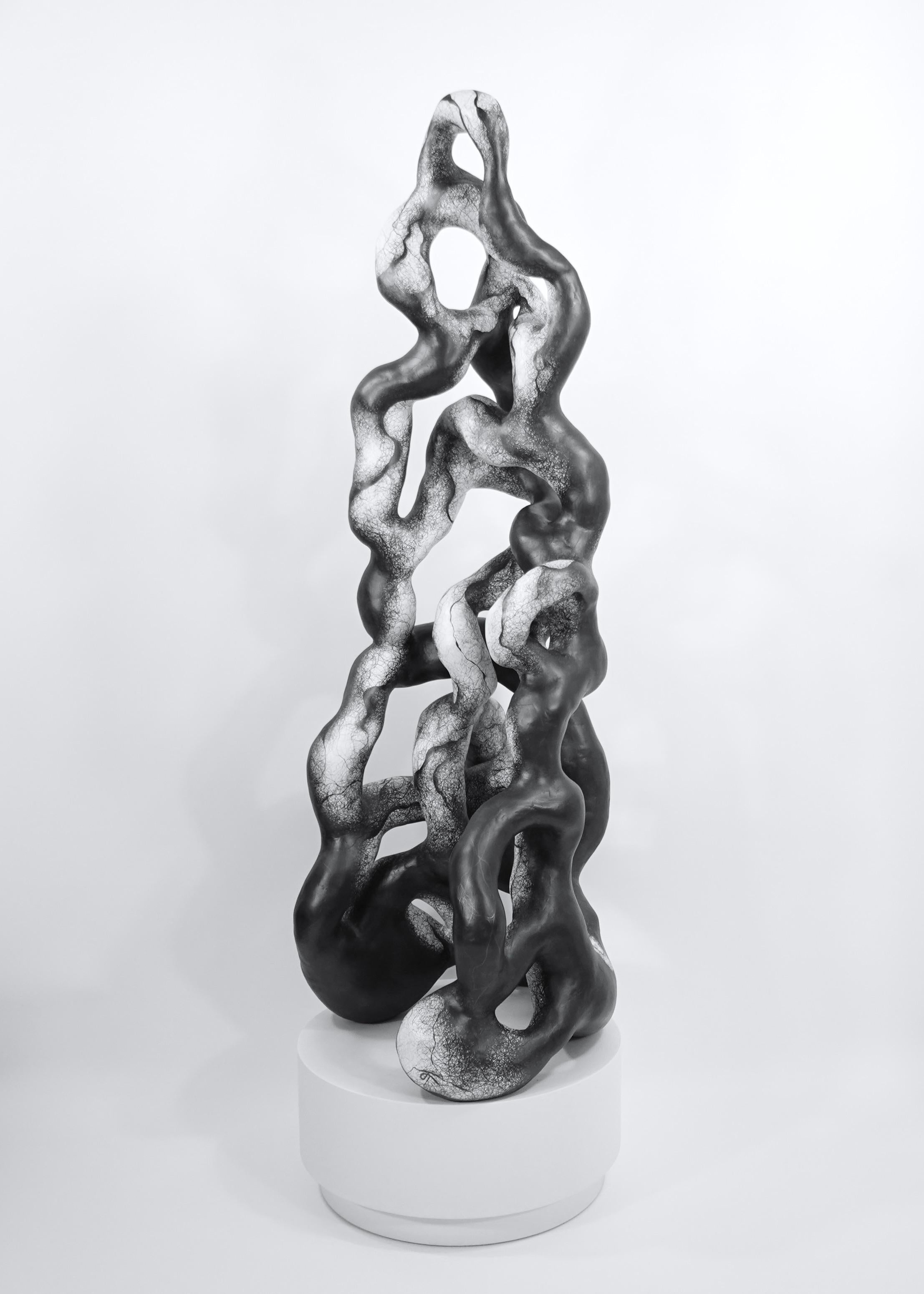Minimal abstract, black and white sculpture: 'ENTANGLE' - Contemporary Sculpture by Judi Tavill
