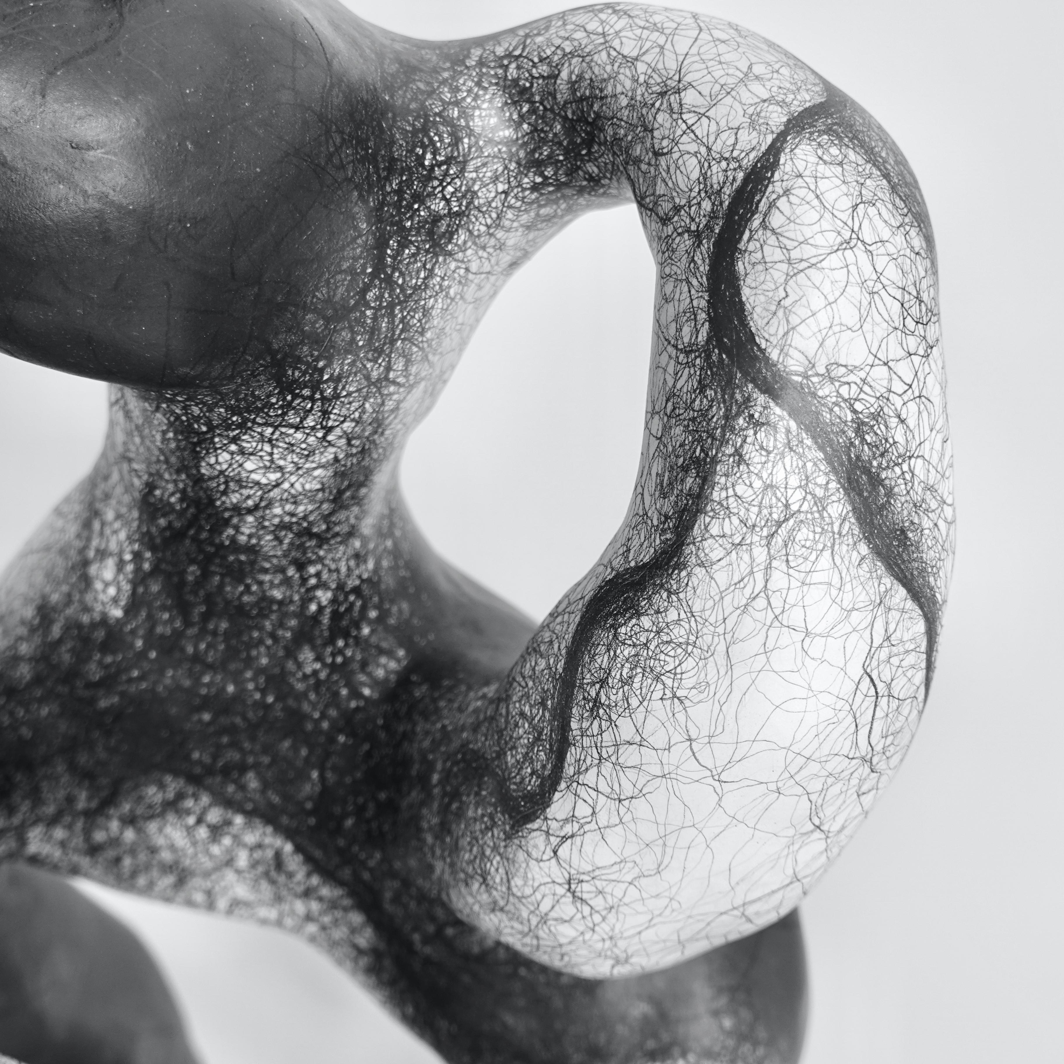 Minimal abstract, black and white sculpture: 'ENTANGLE' 1