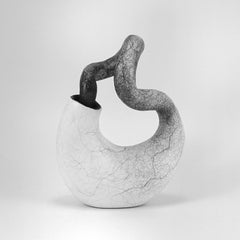 Sculpture abstraite minimale en noir et blanc : "INGRESS".