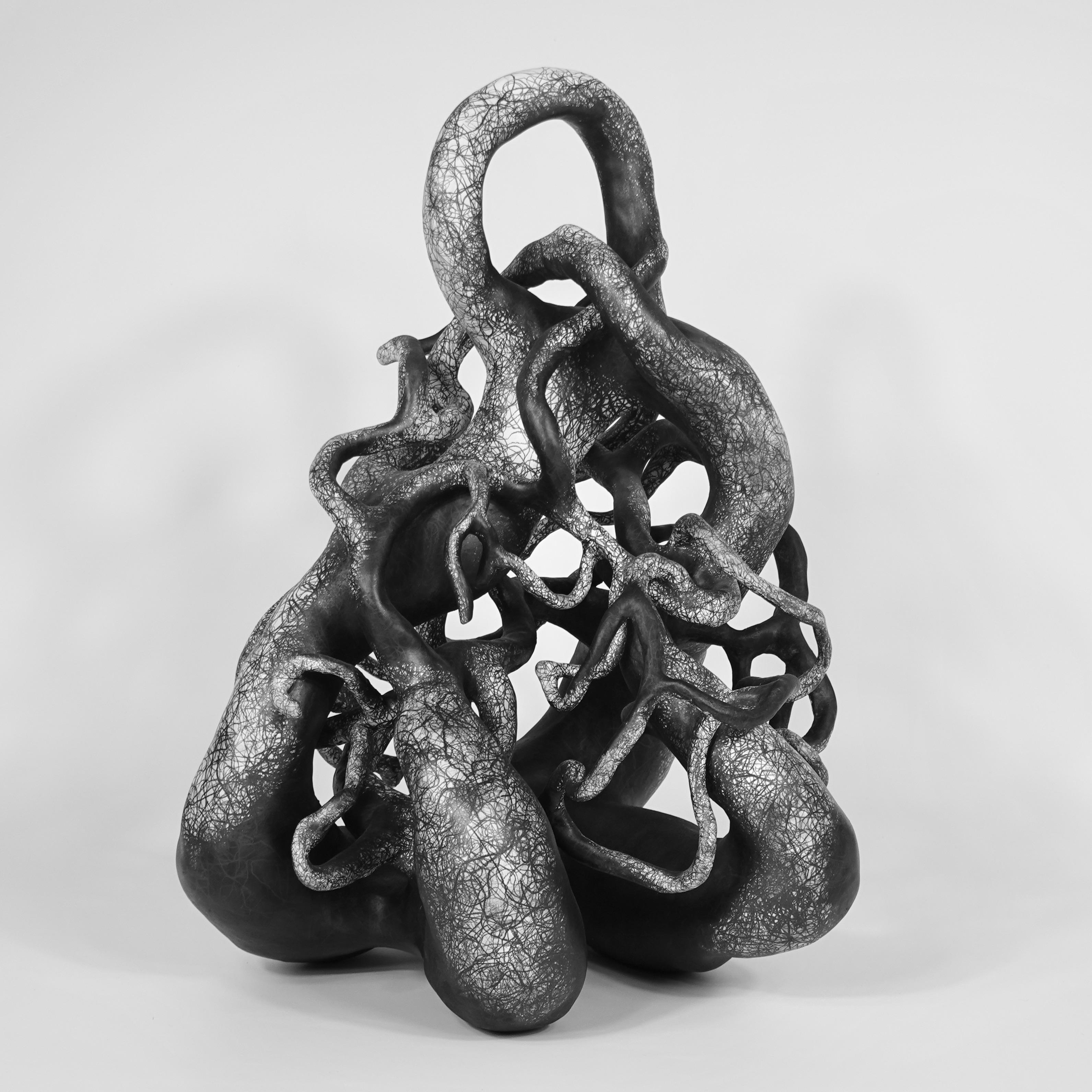 Judi Tavill Abstract Sculpture - Minimal abstract, black and white sculpture: 'PROBE'