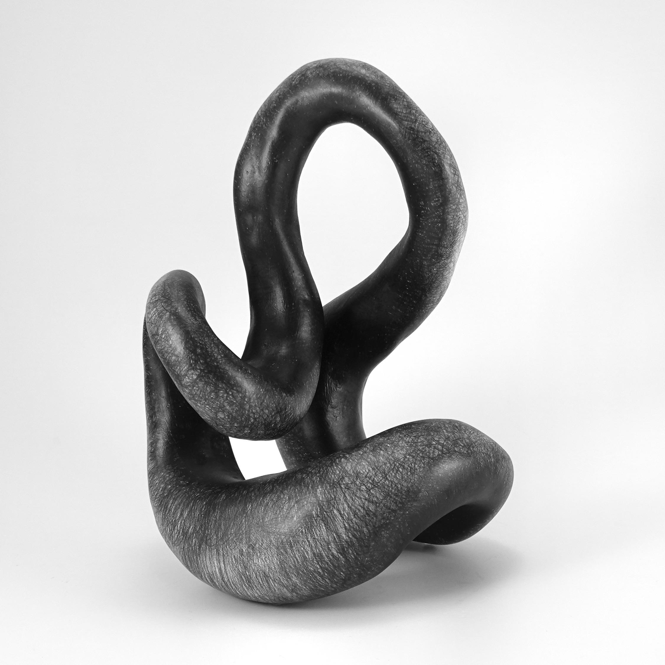 Minimal abstract, black and white sculpture: 'Twerk' - Sculpture by Judi Tavill