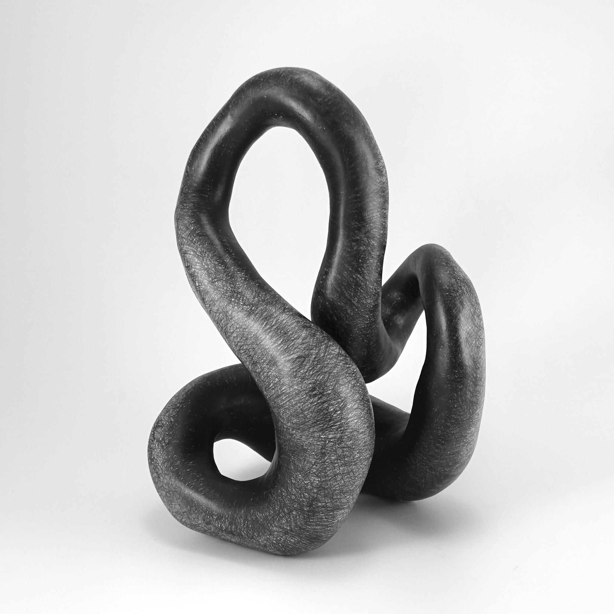Judi Tavill Abstract Sculpture - Minimal abstract, black and white sculpture: 'Twerk'