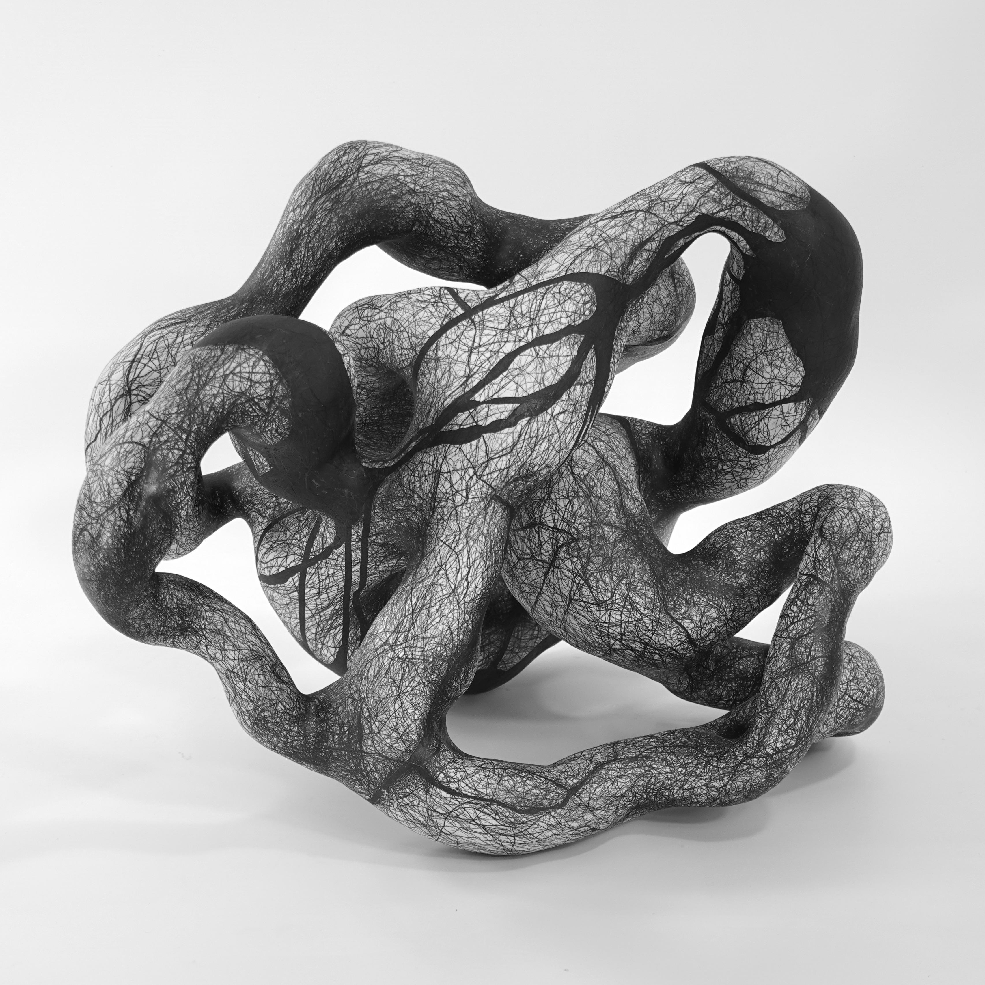 Minimal abstract, black and white sculpture: 'TWINE' - Sculpture by Judi Tavill