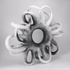 Minimal abstract, black and white sculpture: 'TWIRL'