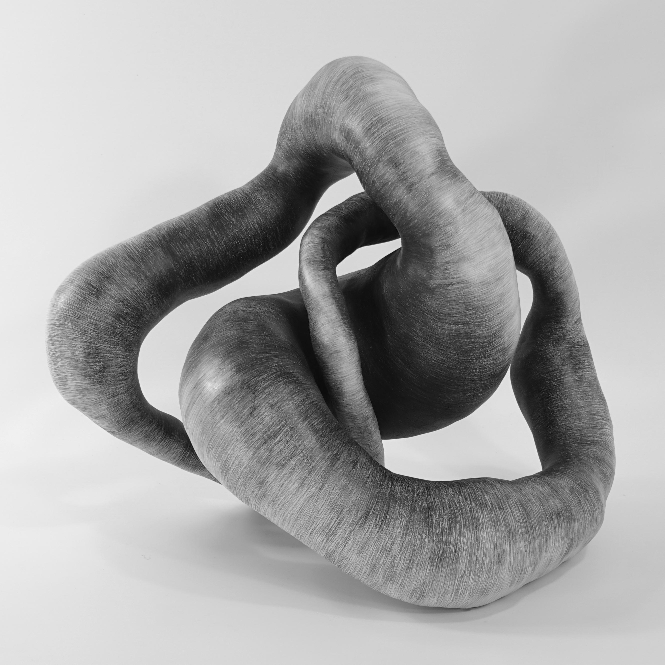 Judi Tavill Abstract Sculpture - Minimal abstract, black and white sculpture: 'TWIST'